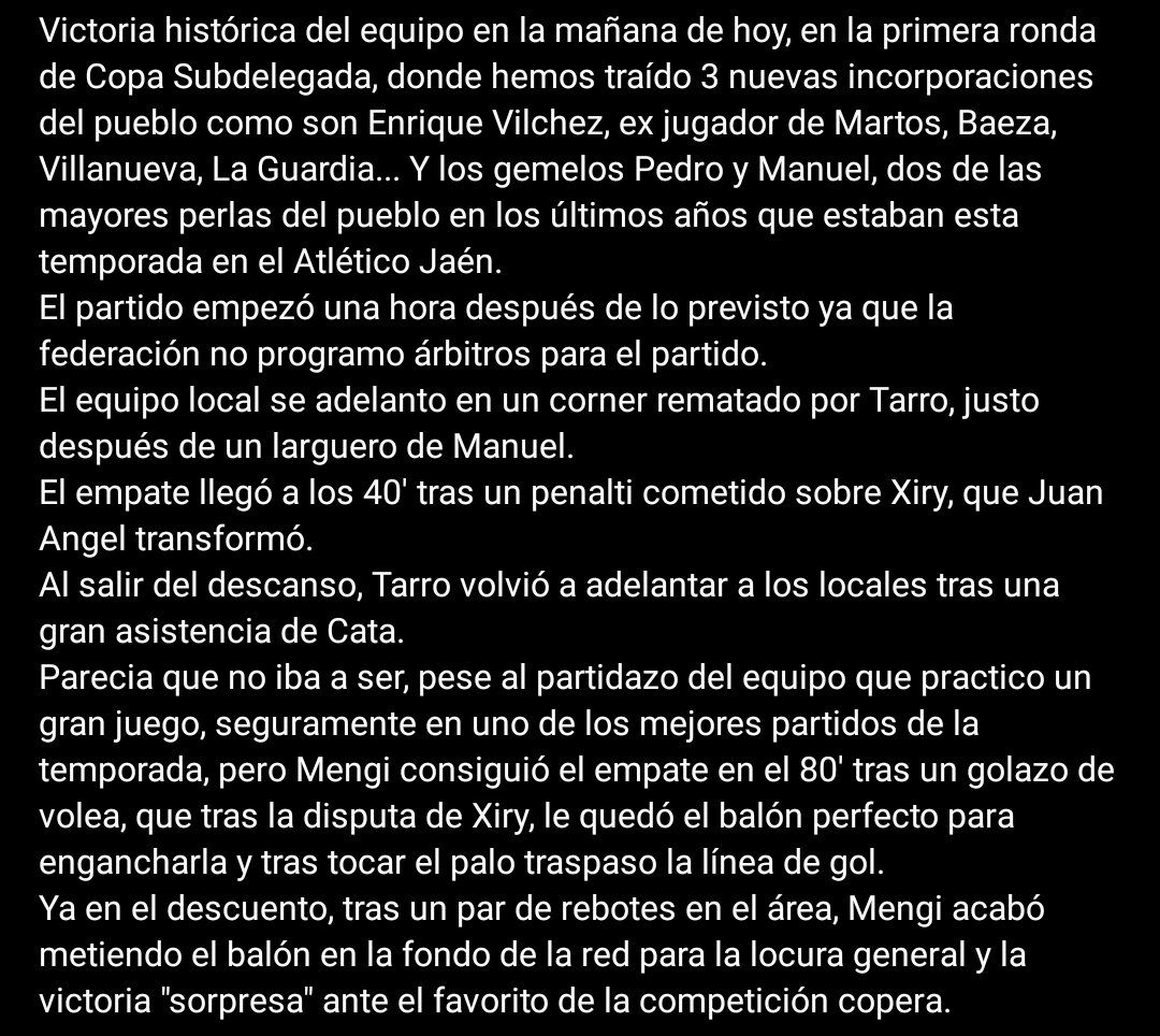 CD Vilches-Coosur 2-3 AD Mancha Real (Mengi x2, Juan Angel p.)