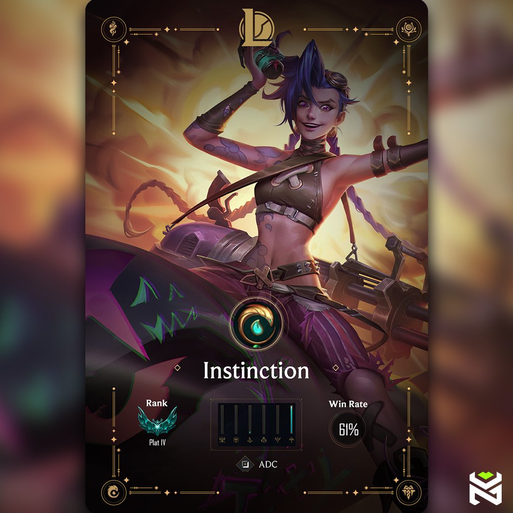 ShadowGardenlol's tweet photo. Congratulations to @Brndnvntr "Instinction" for getting to platinum this season with an impressive winrate on Jinx! Diamond when? https://t.co/vKBU65W0XB