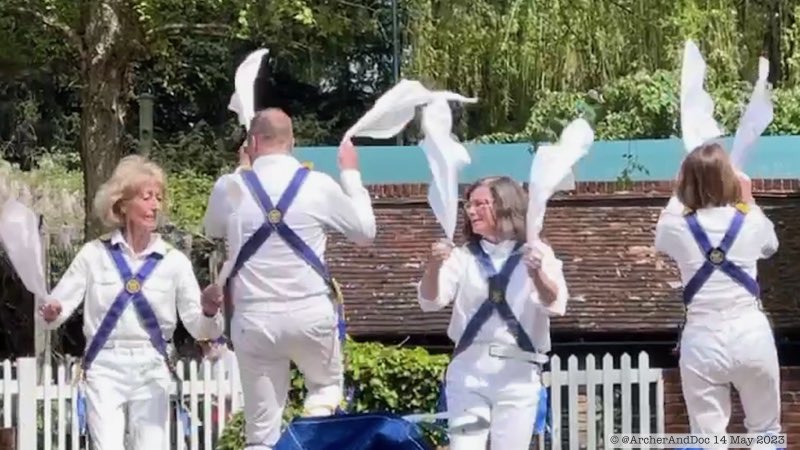 ArcherAndDoc's tweet photo. Today I had a field-trip to @millgreenmuseum for #NationalMillsWeekend . 

Doc said it was a great opportunity to learn not to run up to people even if they are out for attention waving handkerchiefs, tapping sticks or ringing bells. #MorrisDancing https://t.co/P6t9Cd00mR