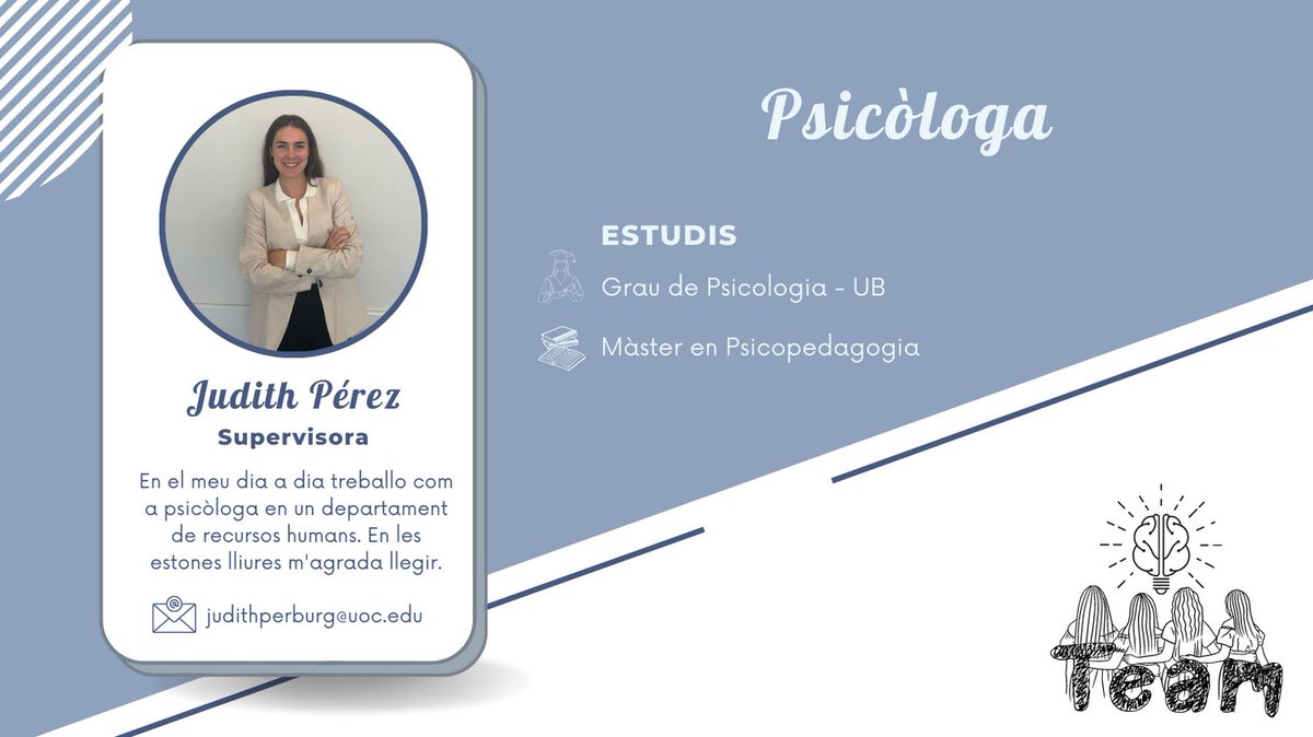 PsicopedaTeam's tweet photo. A continuació trobareu una breu descripció de cadascuna de les membres del grup!
Continuem!

@PSICOP_ERPP_UOC
 #PAC2PR #PSICOP_ERPP_UOC #UOC #psicopedagogia https://t.co/0qja2kpivD