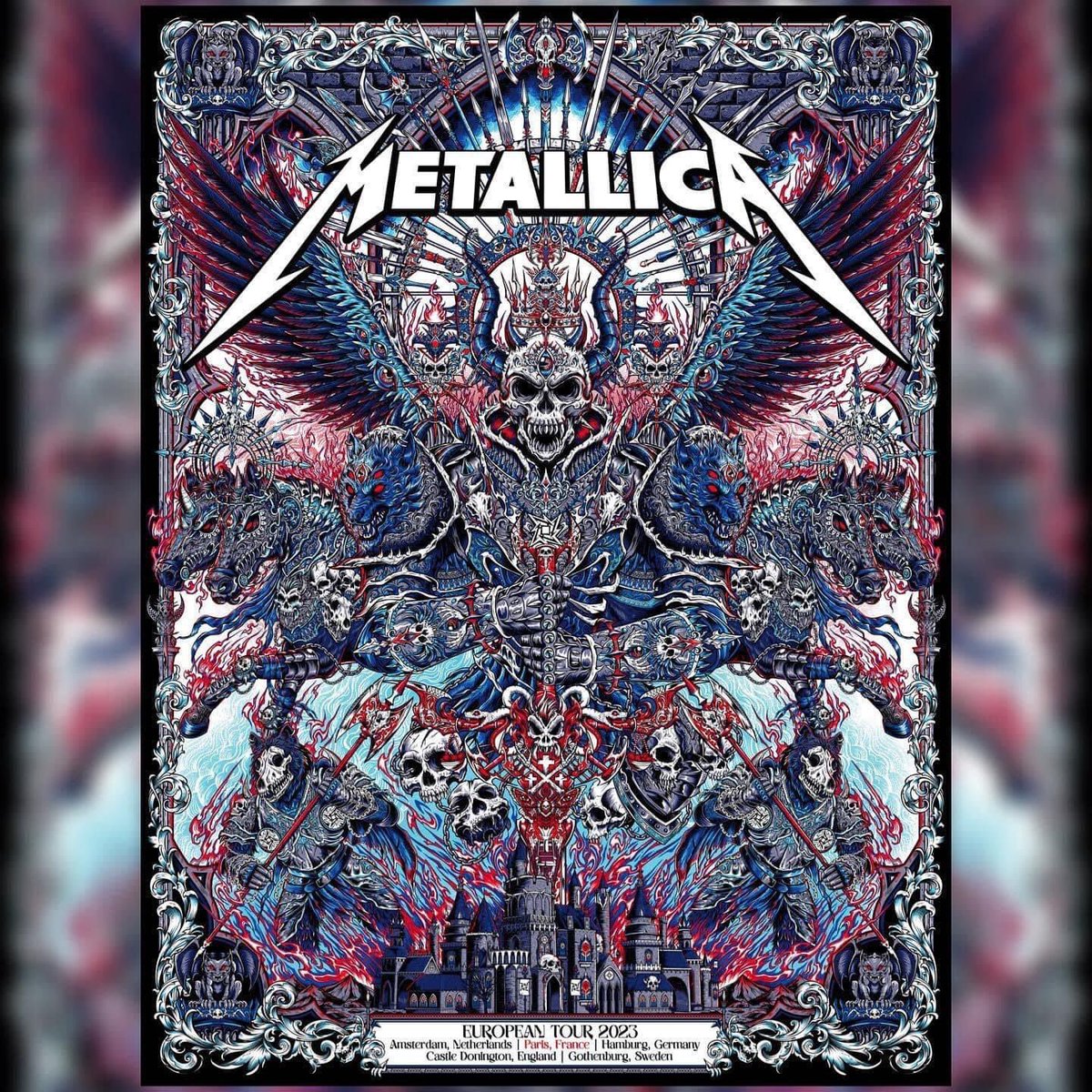 MetSince1981's tweet photo. 💥Este 17 de Mayo, es el “M72 World Tour” de @Metallica en París, Francia 🇫🇷.
Póster Oficial alusivo a los shows en Europa, que estará en venta en la Tienda Pop-Up Shop en París y Probity Worldwide. 
Arte de: @jmlart_studio.
#Metallica #M72Paris #M72WorldTour #METALLICASince1981 https://t.co/qbSfVVU6N7