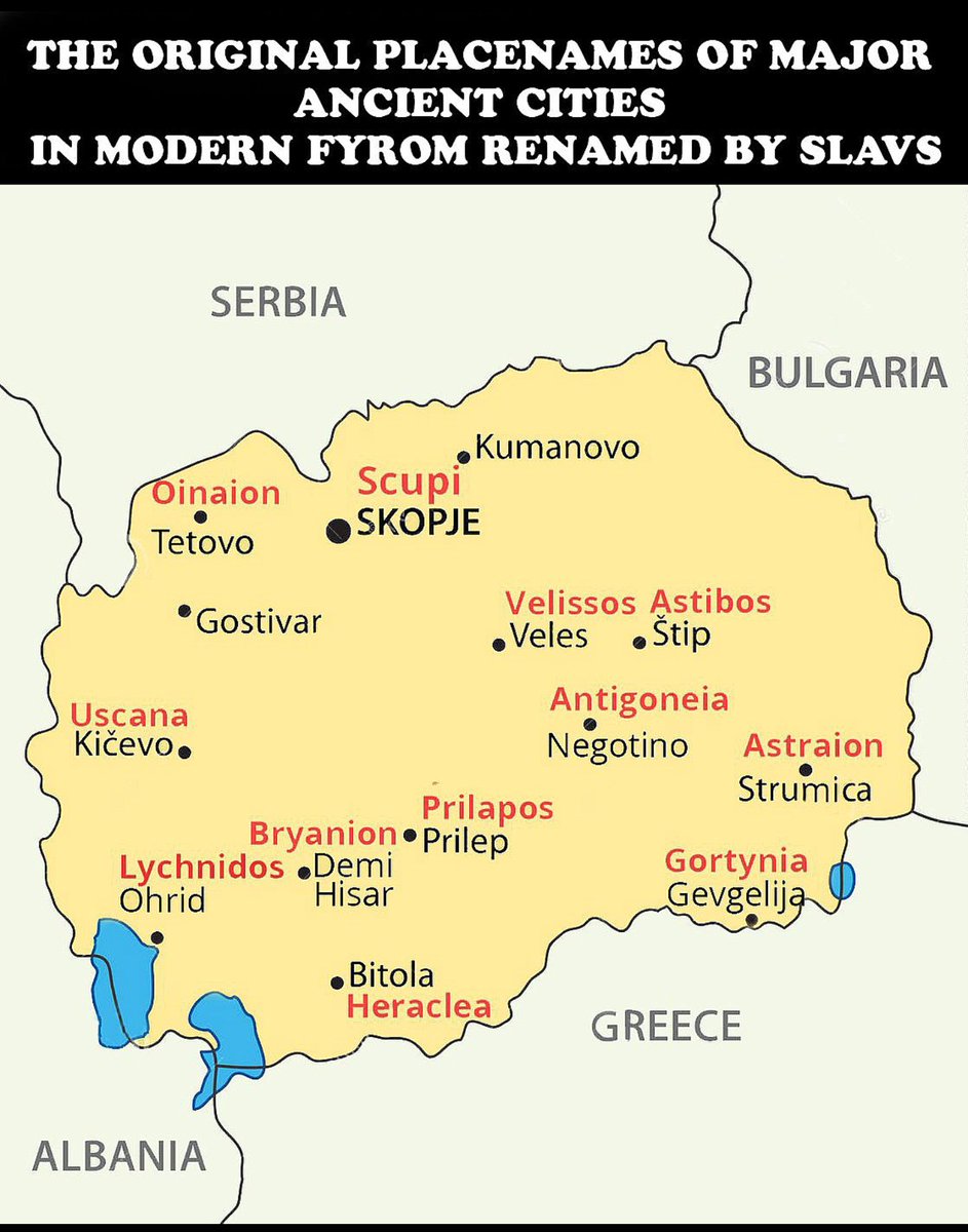@ethiopian_white Illeterate grandpa we restored the original macedonian names( from the ottoman ones cause slavic were never official one) How did ancient macedonians called Thessaloniki???Solun you fraud?? How ancient macedonians called Edessa ???Voden??? You changed macedonian toponymes to slav