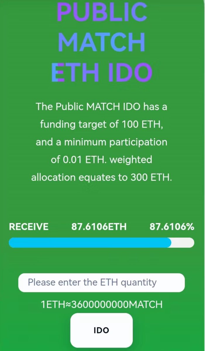 $MATCH
The progress is very fast
#IDO #Airdrop