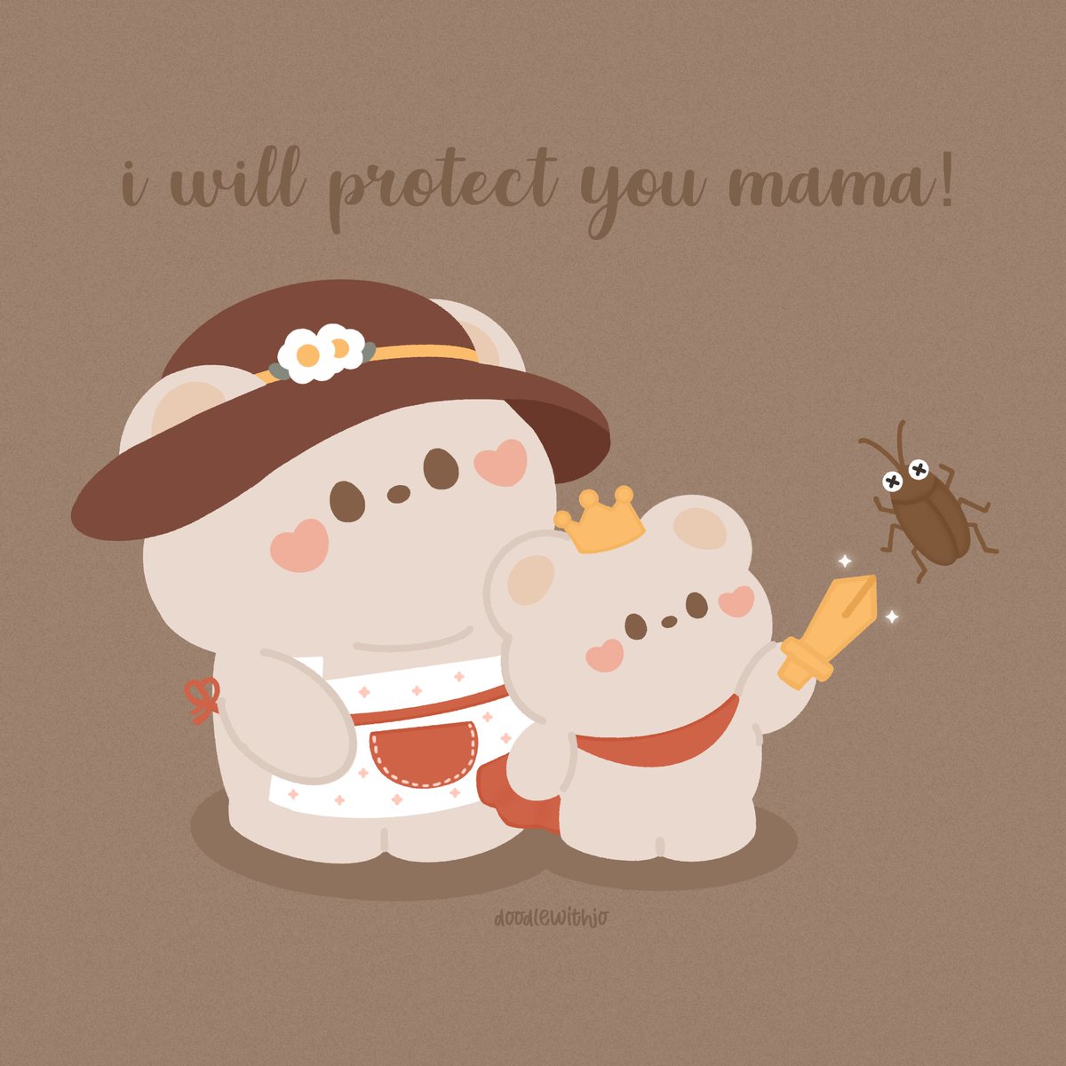 To all mothers, our heroes in apron, thank you for sheltering us from the storm, now is our turn to take care and protect you. We love you. Happy Mother’s Day 🐻❤️

#イラスト