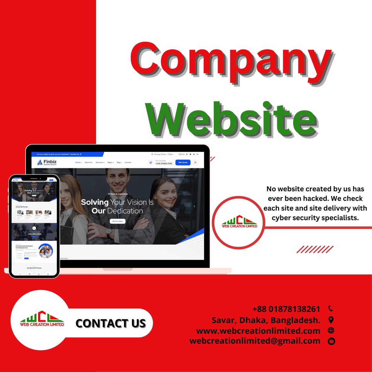 Are you thinking of creating a website for your company?

🎯 Contact for any type of website

📲/WhatsApp : +88 01878138261
📧 webcreationlimited@gmail.com
🌏 webcreationlimited.com

#WordPress  #Website #websitedesign <a href="/wordpressdotcom/">WordPress.com</a> <a href="/WordPress/">WordPress</a>