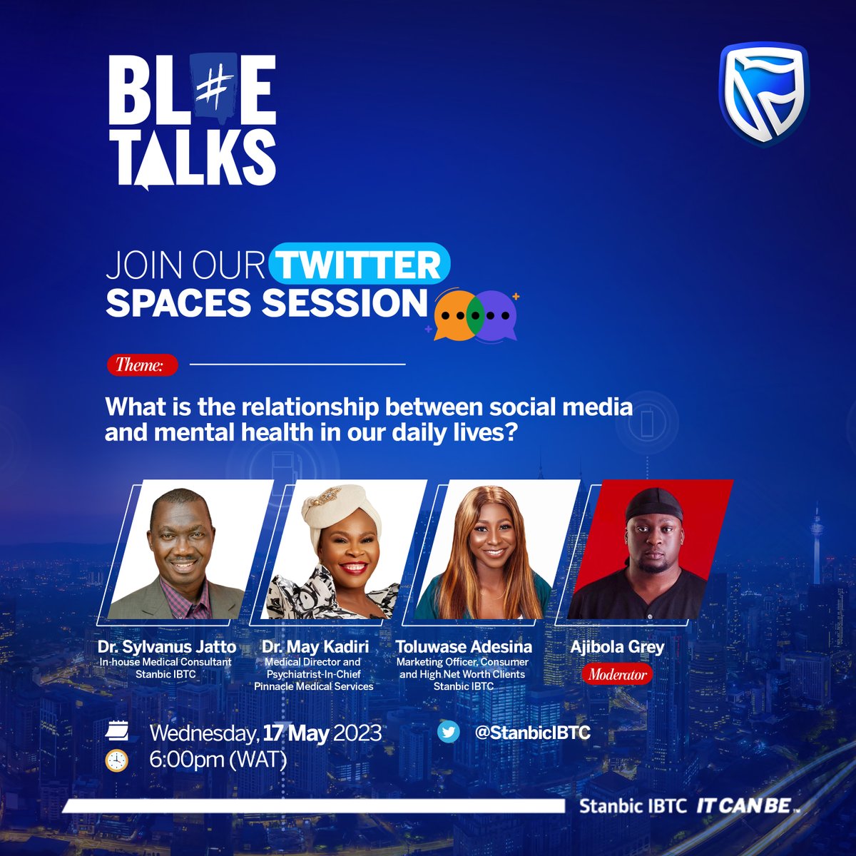 Mental health is vital to living your best life, but it's often overlooked. Join our Twitter Spaces session as we guide you through different aspects of mental health and coping resources available.
Do you have a question? Click here to share with us - bit.ly/StanbicIBTCTwi…