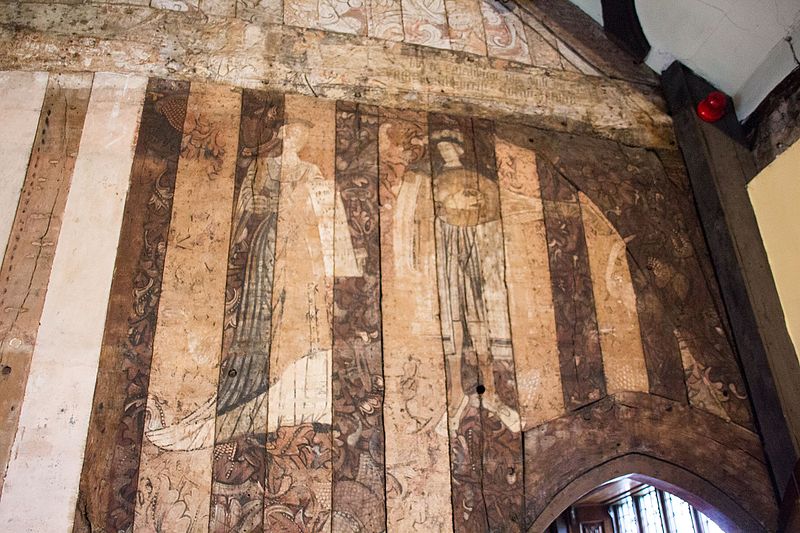 JustHistoryPost's tweet image. Bramall Hall, Greater Manchester, England, built in the 14th century. Many #Tudor additions were made to the house, including beautiful surviving painted walls and plastered ceilings. It has distinctive timbers filled with wattle, daub, lath and plaster #history #medieval