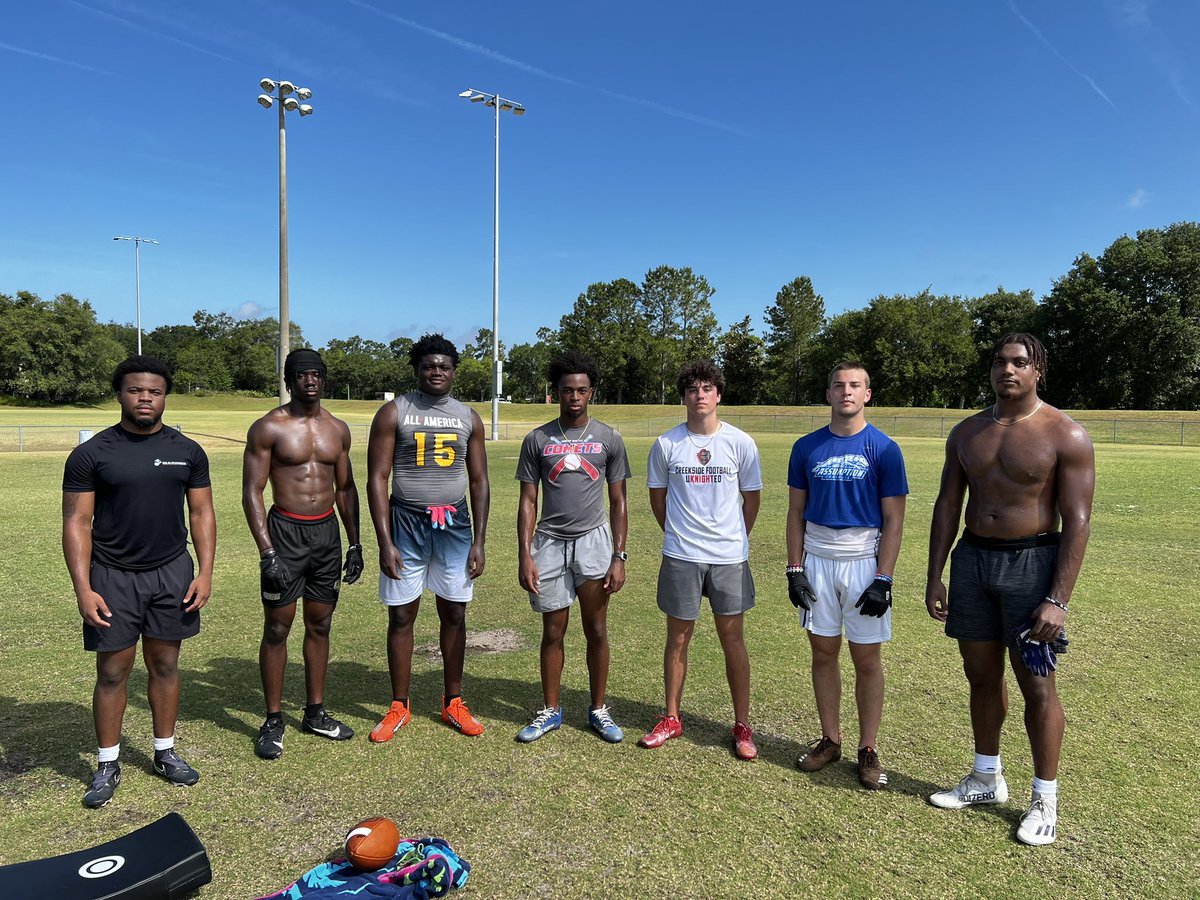 Great session yesterday! This group is always looking to get better! @ECUPiratesFB TEs @ShaneCalhoun19 @DesirrioRiles - @GSAthletics_FB WR @nwo_tayy - @ECSUVikingFBall WR @dherring_5 - @UWFFootball RB @TJLANE__ - @AssumptionFB WR @quinn_sieger5 - @AUTrojansFB QB @wilson_edwards3