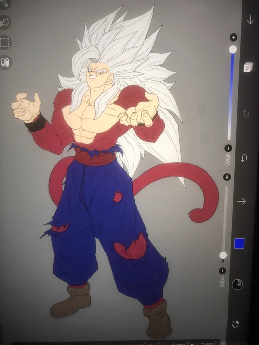 悟飯ビーストss4とかいう狂った絵を描いているんですが、体毛の色で悩む… 個人的には銀色派なんですが、、