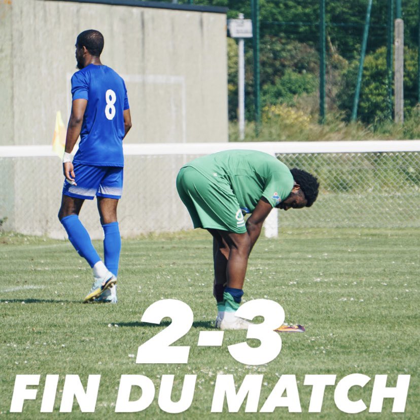 L’égalisation d’Erwan Mboma à la 51ème sur un second penalty n’aura pas suffit aux verts pour renverser le match 👎

👉Buts : 
🟢 12’ (P) Erwan Mboma
🔵 15’ 
🔵 39’
🟢 51’(P) Erwan Mboma
🔵 62’

Défaite 2-3 ❌