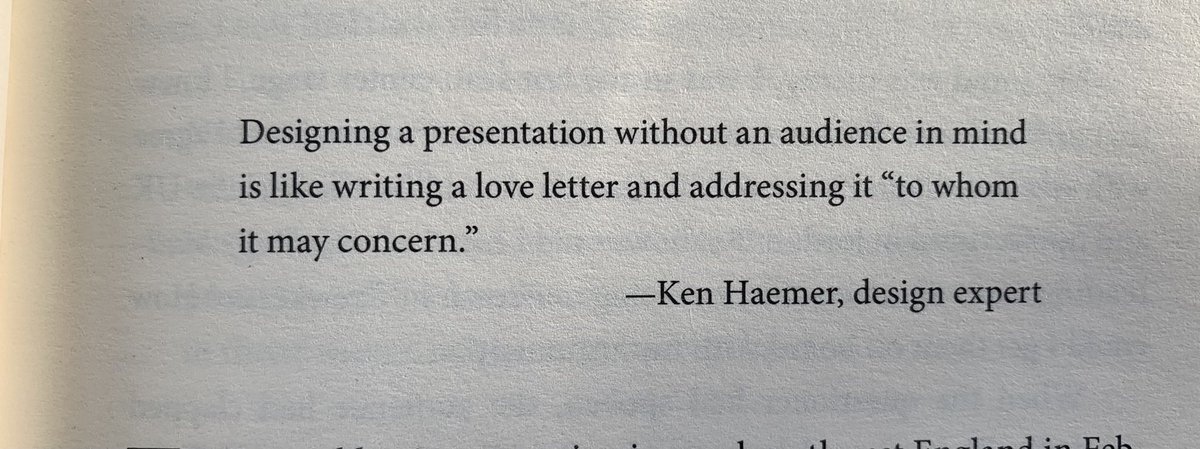 Lovely analogy from Ken Haemer on the importance of tailoring a presentation to the audience

In the excellent How to win every argument by ⁦<a href="/mehdirhasan/">Mehdi Hasan</a>⁩