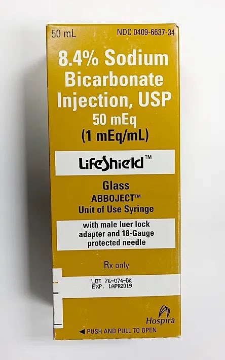 You've probably heard that Bicarbonate has to turn into CO2 to raise the pH. “Don’t give bicarb if you can’t increase ventilation.” But how much CO2 is there in an amp of sodium bicarbonate? A bicarb 🧵 1/