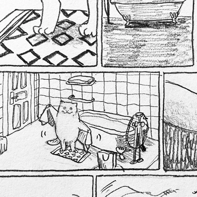 I am drawing a short comic recently and plan to release as a zine in autumn this year🛁 Hope everything goes smoothly! 