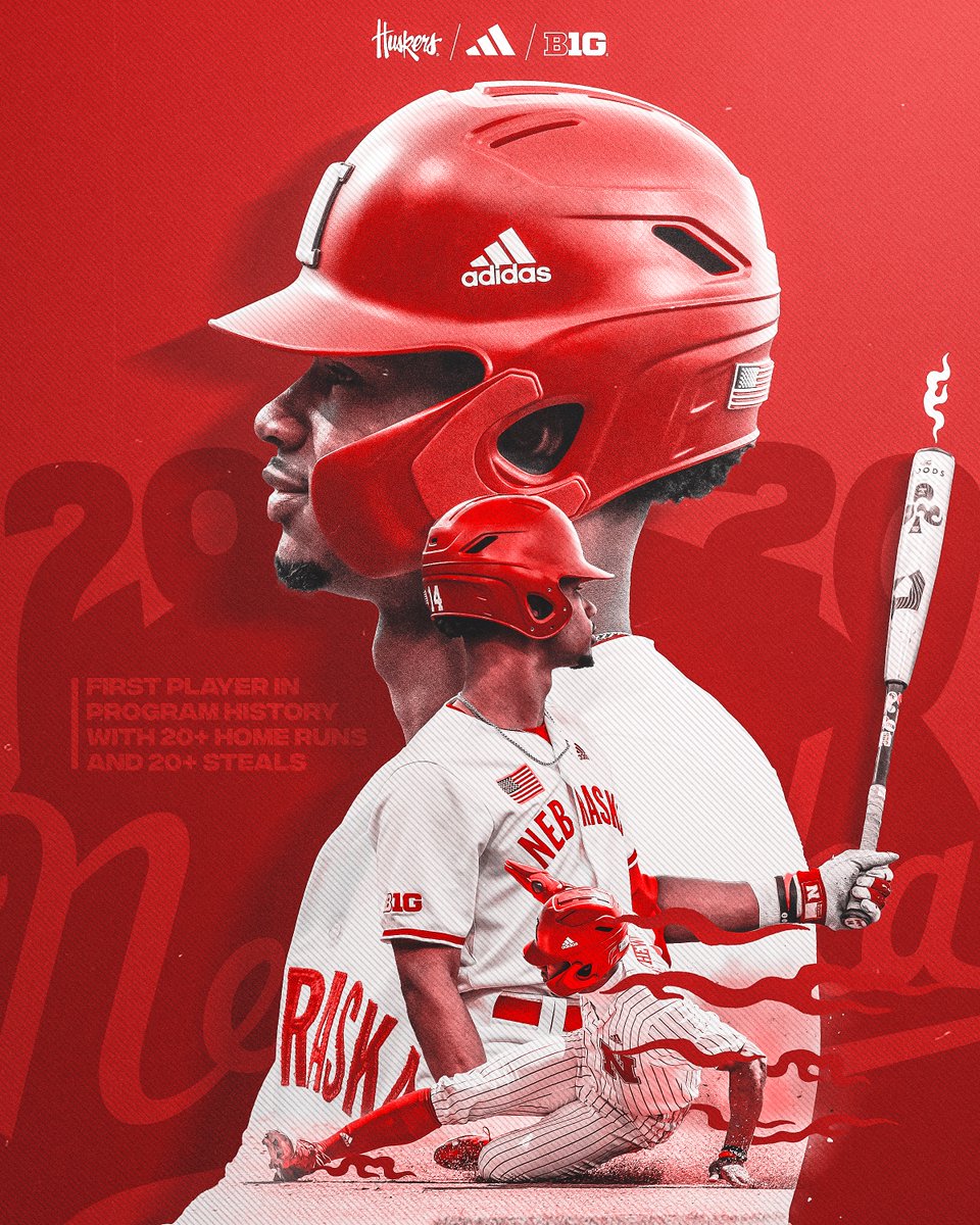 A feat no Nebraska player has accomplished before. Brice Matthews is the first player in program history with 20 home runs and 20 steals in a single season.