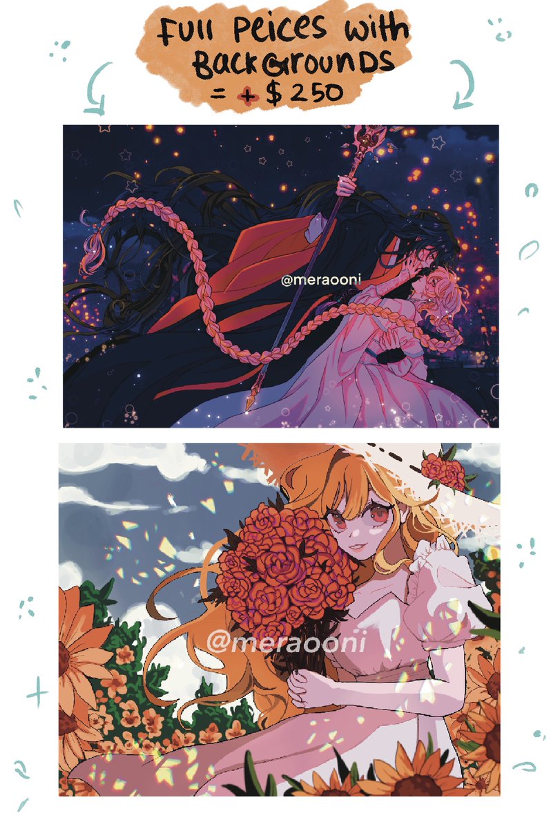 Meraooni's tweet image. Deciding to open my first commissions for anyone interested!🤲💞 Can draw OC pieces, couples, NSFW, and more can be discussed just send me a dm! ✨✨✨