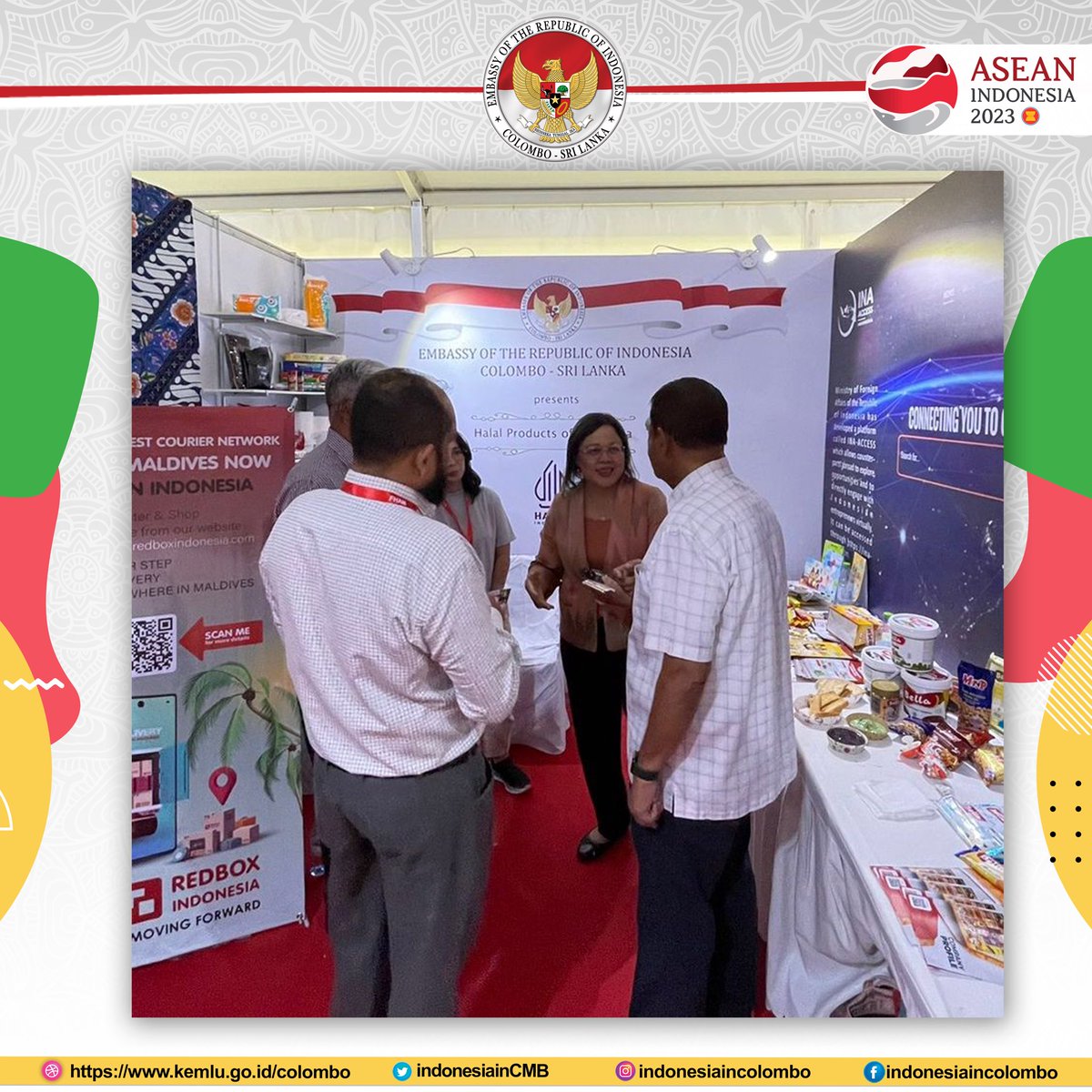 indonesiainCMB's tweet image. Indonesia 🇮🇩 participated in #FHAM2023 in #Maldives 🇲🇻 on 8-10 May 2023. The Embassy had facilitated #Indonesian companies promoting their best products, such as confectionaries, cosmetics, spices, and crafts. #inidiplomasi