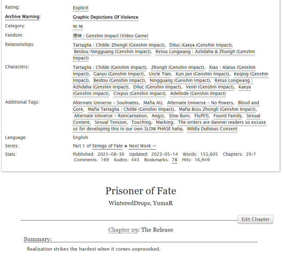 yushi_writes's tweet photo. #ChiLi / #TartaLi (centric) fic update~ (E) 
-- 
"PoF" - Chapter 29
Realization strikes the hardest when it comes unprovoked.
 -- 
uh-- so we've talked and came up to a decision to change this to E as some scenes that involve injury and sexual themes are described in deep details https://t.co/yYEDyu2I9s