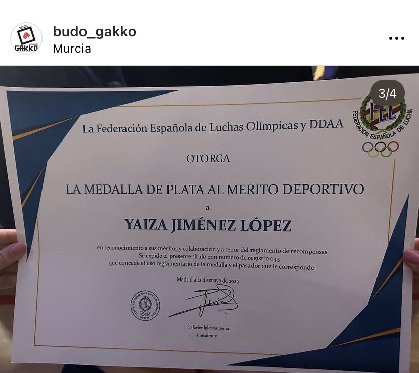 PedroMorenoGmz's tweet photo. Enhorabuena Yaiza Jimenez, maestra en la escuela deportiva Budo Gakko de #Alcorcon por se galardonada con la medalla de Plata al Mérito Deportivo por su trayectoria en su carrera deportiva a nivel competitivo. #Alcorcon tiene un talento deportivo y unos deportistas que se merecen nuestro reconocimiento. #Deporte #CuidaAlcorcon #VotaVOX #SoloQuedaVOX