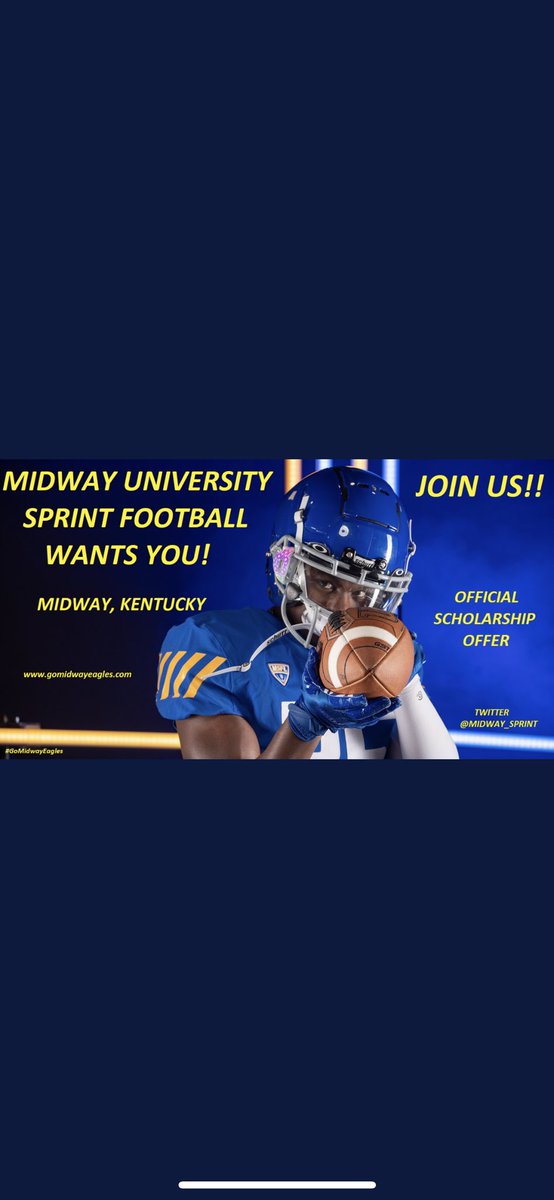 After a GREAT visit I’m proud to announce I have received a official scholarship from  <a href="/midway_sprint/">Midway University Football Team</a> !!!