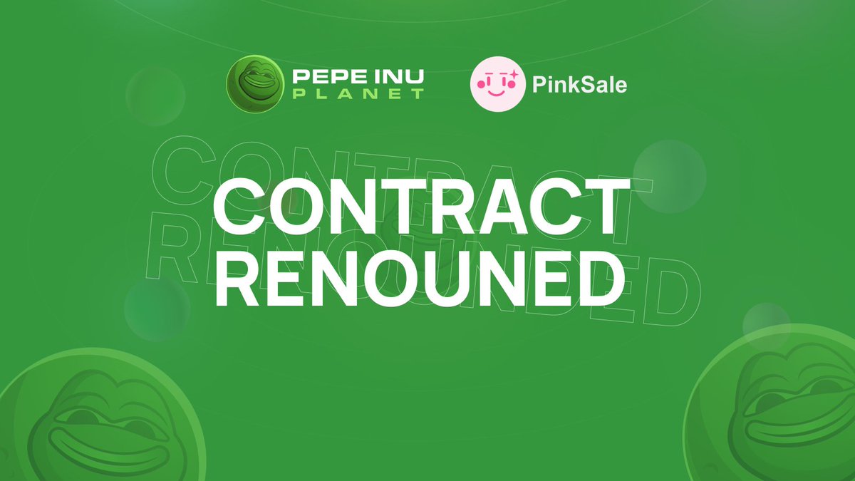 Contract Renounced! Our PEPE INU PLANET project is now more secure and transparent than ever. Join us on our mission to revolutionize the industry! 🚀

✅ Presale: pinksale.finance/launchpad/0xAC…