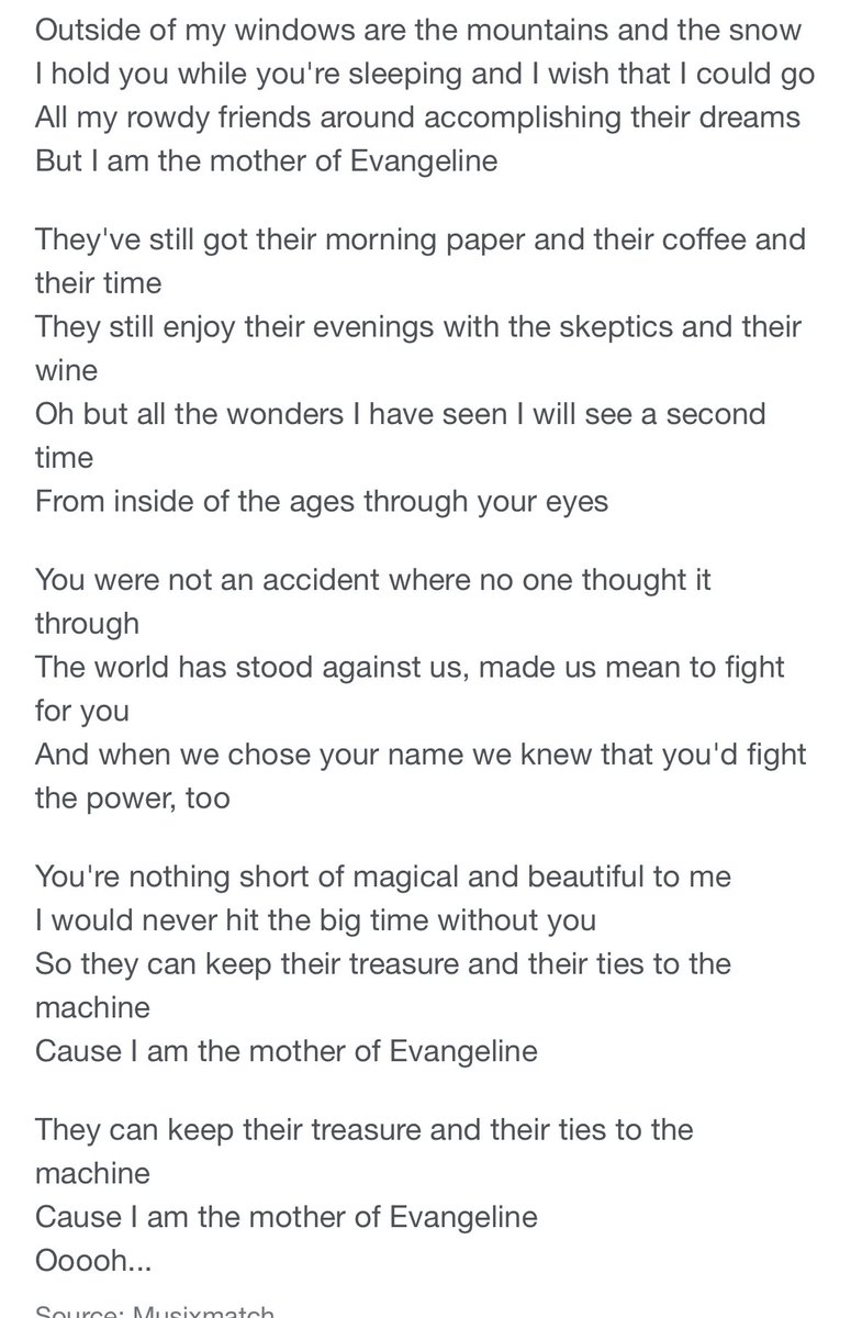 “Welcome to the end of being alone inside your mind 
Tethered to another and you're worried all the time 
You always knew the melody but you never heard it rhyme”
Happy Mother’s Day💚