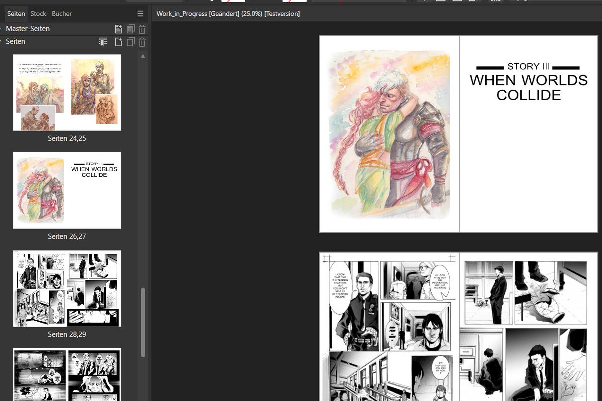 Eigentlich sollten es maximal 26 Seiten werden, naja nun knacken wir die 40! Aber es is mir so wichtig nen hoffentlich tollen Eindruck von meinen Stories zu geben T_T Probedruck is unterwegs, ich bin so gespannt.
