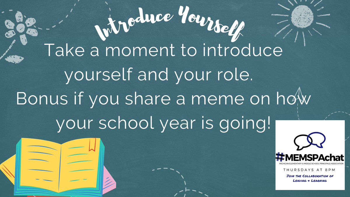 Welcome to #MEMSPAchat!  We are glad your are here as we Celebrate and Learn from the 22-23 School Year.  Please take a moment to introduce yourself.