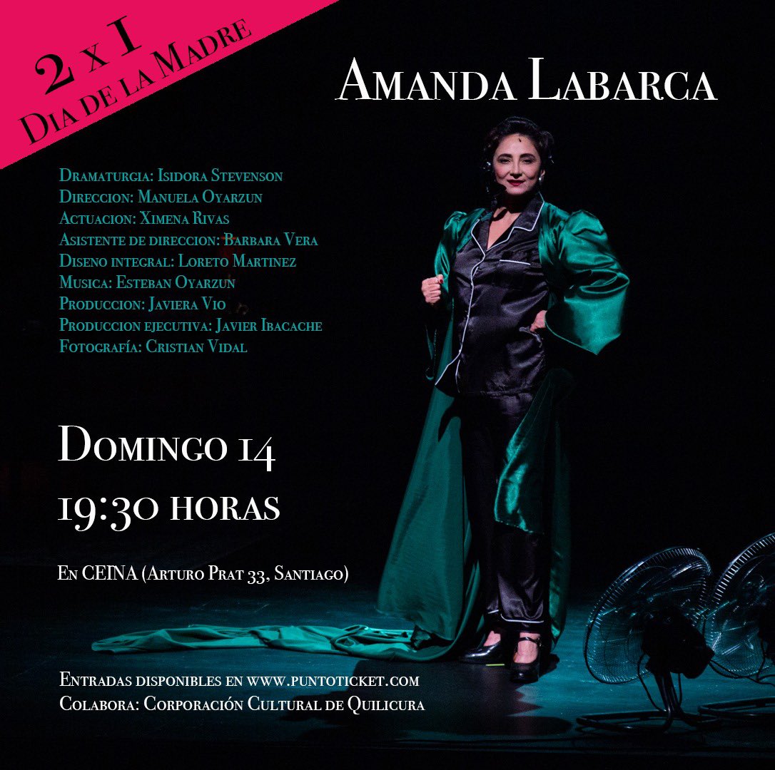 Regalo Perfecto para la madre HOY ! Dom 14 ,entradas 2x1 en puntoticket! Un homenaje a Amanda Labarca que además de ser una impecable madre demostró que con Educación y tenacidad constante podemos SER TOD@y MÁS!!! Mujeres GRANDIOSAS!! FELIZ DÍA!♥️