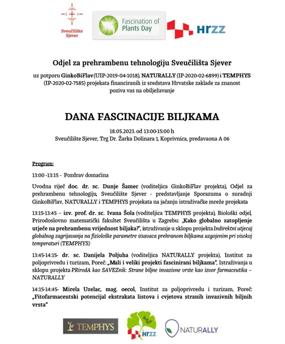 GinkobiflavHrzz's tweet photo. Pozivamo Vas  na obilježavanje Dana fascinacije biljkama @PlantDay18May u sķlopu čak tri @hrzz_science projekta 👌 @Poljuha_Lab @dpoljuha @sa_dunja @TEMPHYS1 @GinkobiflavHrzz https://t.co/II7Grgz60w