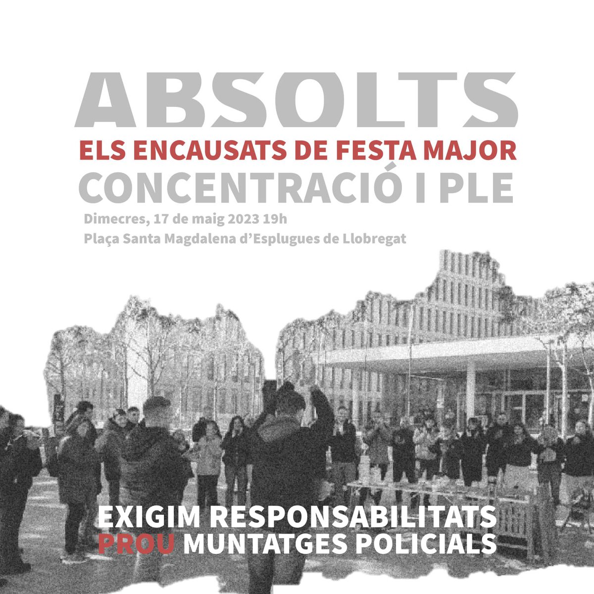 cal_suis's tweet photo. Han absolt als encausats de Festa Major, però com és possible tenir a dues persones sota amenaça de presó durant tres anys només amb la paraula de la Policia i més quan menteixen?

Anem al Ple a denunciar i exigir responsabilitats.

📅 Dimecres 17
🕓 19h
📍 Ajuntament d'Esplugues https://t.co/wSBDz4bqxG