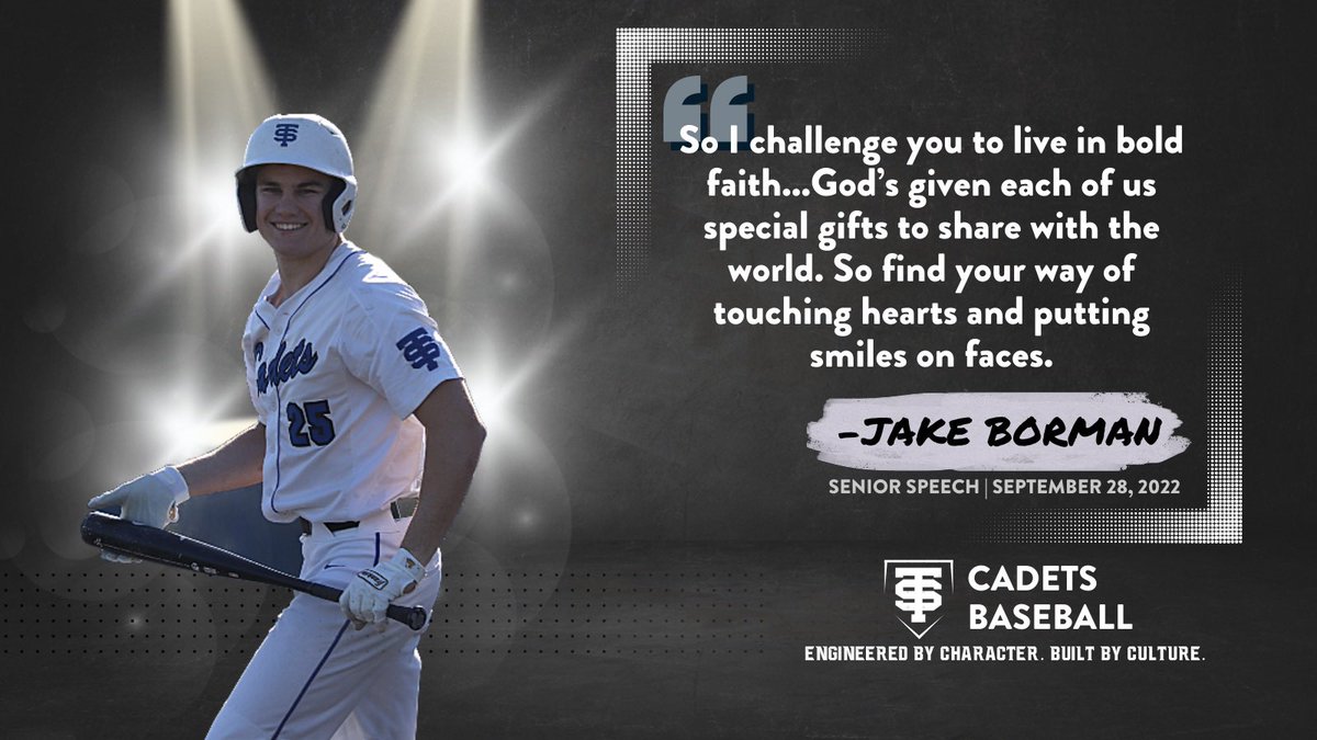 Next up in our #SeniorSalute…Jake Borman!

Constantly bringing loud, positive energy, Jake has been an incredible role model for our program, on and off the field! Congrats Jake!

#CadetsBaseball
