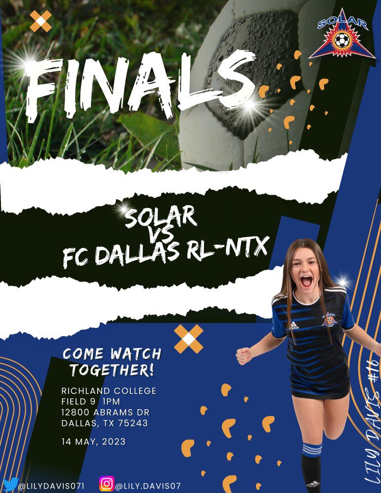 Lilydavis071's tweet photo. ‼️CHAMPIONSHIP TODAY‼️ ⏰ to show everything on the 🏟️. 3️⃣peat🤷♀️……🥇🏆🔥⁉️ #solarnation #solarstrong #NODAYSOFF #gameday #3peat #adames @SolarSoccer07G @ImYouthSoccer @ImCollegeSoccer @PrepSoccer @USYouthSoccer @Gosset41 @KenMurphyPhoto 📸 https://t.co/2Fin4MubFn