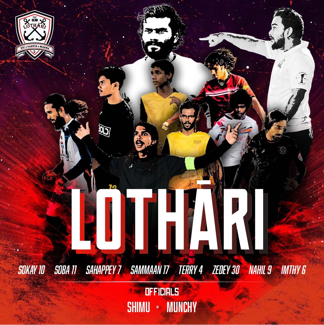 ClubLothari's tweet photo. Introducing the formidable Club Lothāri squad, ready to dominate the upcoming 4-on-4 Hulhudhoo street soccer challenge! Get ready to see them in action! And don't forget to join us at the venue to show your support. https://t.co/UYmXuASx0Y