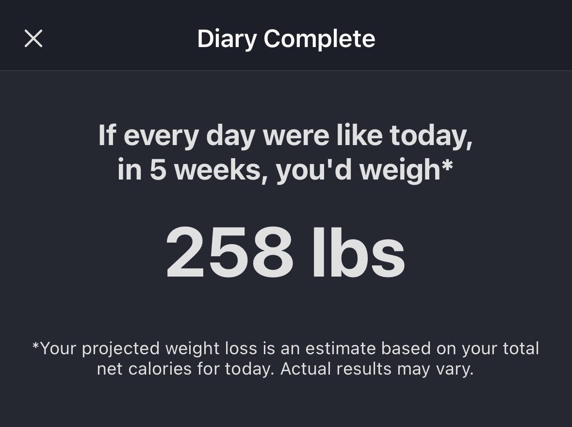 MisterMerica's tweet photo. I currently weight 217 lbs. I had myself a doozy of a cheat day yesterday and my calorie tracker body shamed me. https://t.co/VeP0bRhKpN