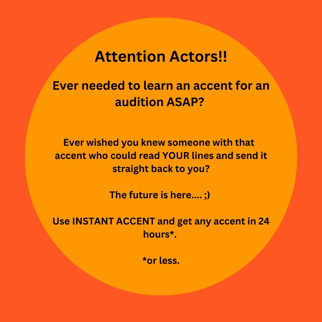 InstantAccent's tweet photo. Keep your eyes peeled - 👀 👀
We are coming to save you from harassing your friends to record your lines or cramming youtube. We've all been there....🤭 😂 😅
The future is now 😉 💪
#instantaccent #selftaping actorslife #accenttips #auditionadvice https://t.co/QrrTH17TZb