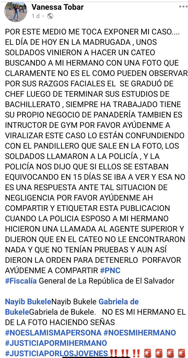 Ruth_Lopez1977's tweet photo. Hermana desesperada pide ayuda.
A su hermano inocente lo capturaron y muestra fotografías de la persona con la que lo confundieron.
Miles de inocentes viven infierno por arbitrariedades
¿Quién les devuelve su vida?
@PNCSV @FGR_SV 
#SeguridadSinInjusticias 
https://t.co/eIqe2zzgQI https://t.co/HzC5dGYaWT