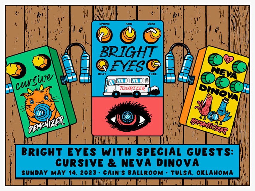 brighteyesband's tweet photo. Tonight! Bright Eyes with Special Guests @CursiveTheBand &amp; Neva Dinova at @CainsBallroom in Tulsa. Doors at 6pm. See you there! https://t.co/SRSMIaFO91