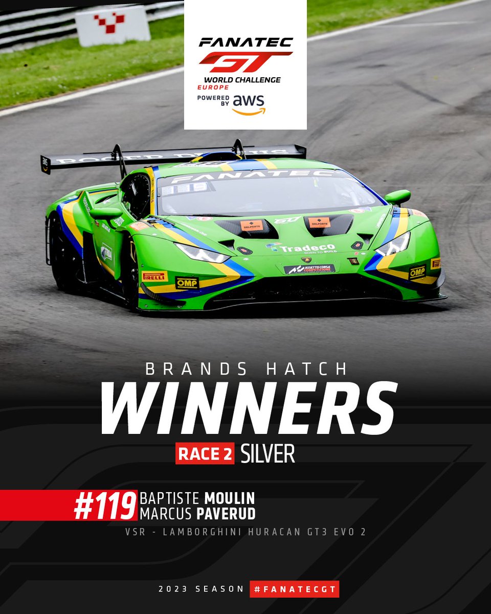 And here are your class winners, <a href="/followWRT/">WRT - W Racing Team</a> in Gold and <a href="/VSRacing1/">Vincenzo Sospiri Racing</a> in Silver 👏

#FanatecGT | #GTWorldChEu