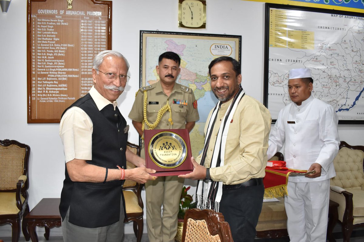 aseemfoundation's tweet photo. Aseem Foundation's founder President Mr. Sarang Gosavi with Hon. Governor of Arunachal Pradesh, discussing technology applications for border regions.

Check out the story of how mesh network was executed at Kibithu - the village which sees first sunlight in India. https://t.co/HwqSEoVbi8