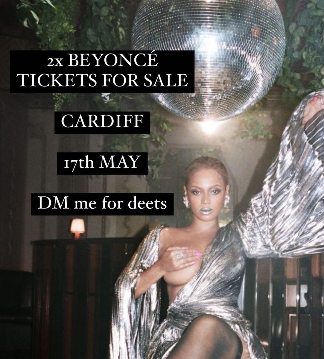 2x #Beyonce tickets for sale✨Cardiff 17th May. Seated. Dm me for more details 🪩🪩🪩 #beyoncetickets #RENAISSANCEWorldTour