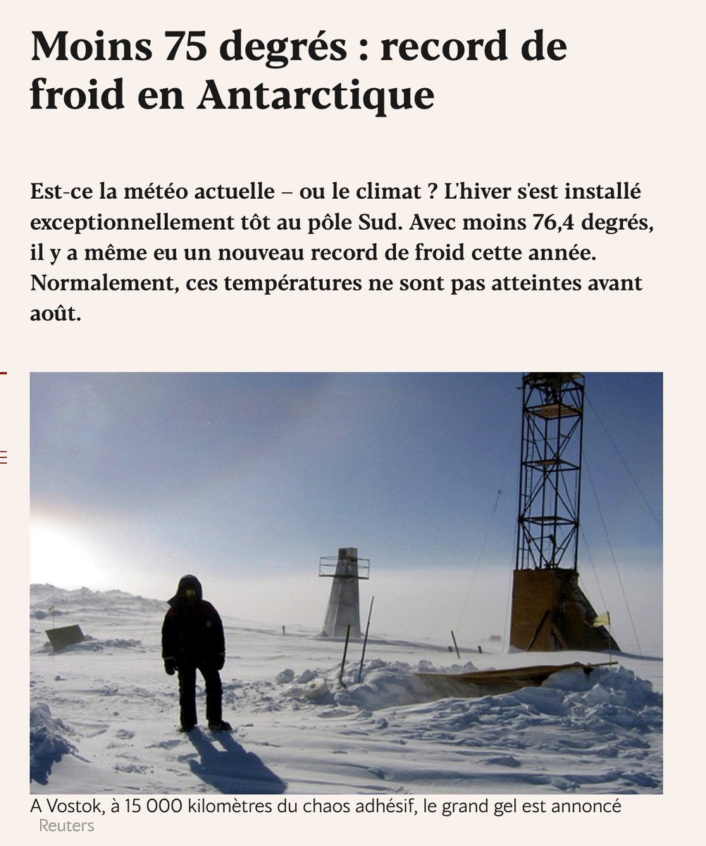 silvano_trotta's tweet photo. Encore une info que les médias mensongers ne vont pas vous donner. 

Antarctique : Le froid extrême est inhabituel. C'est en fait la fin de l'automne dans l'hémisphère sud. Jusqu'à l'arrivée de l'hiver proprement dit, il reste encore deux mois et demi au cours desquels le continent peut continuer à se refroidir. Le record historique de froid pourrait même tomber cette année.
