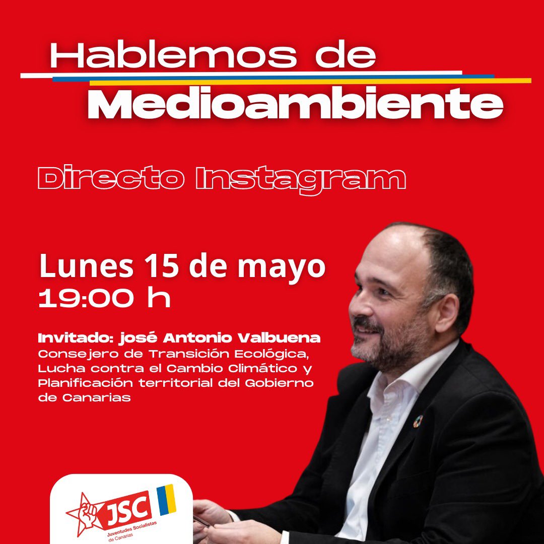 JSCanarias's tweet photo. 🌍¡𝗛𝗮𝗯𝗹𝗲𝗺𝗼𝘀 𝗱𝗲 𝗠𝗲𝗱𝗶𝗼𝗮𝗺𝗯𝗶𝗲𝗻𝘁𝗲 𝗰𝗼𝗻 @ValbuenaAlonso !
🌹Mañana a las 19 horas únete al directo de Ig con el Consejero de @EcologicaGobCan para conocer los avances que ha impulsado el socialismo canario en la última legislatura.
#TransformandoElPresente https://t.co/sT1urTQduH