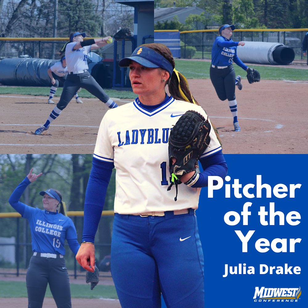 ICladybluesSB's tweet image. Congratulations to the MWC Pitcher of the Year, Julia Drake! Julia also earned 1st team all-conference honors. 

Season stats:
-1.01 ERA (tied for 1st in IC records)
-162 strikeouts (2nd in IC records)
-13 wins (tied for 3rd in IC records)

We are proud of you! #ICSB #Team44