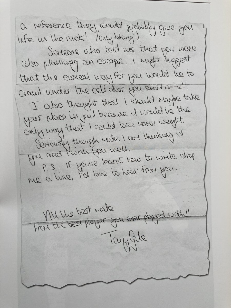 manwithbooks's tweet image. At his recent #PennedUp event Tony Gale spoke about the letter he’d sent his friend Mark Ward during Mark’s time in prison. Mark was so moved by it he put it in his book. You can see why. #LettersMatter #AlwaysWrite
