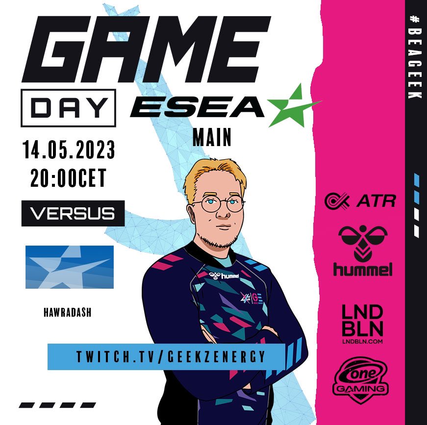 [#CSGO NORTH]

We‘re finally back with some CS! Today the North boys will fight #hawradash in ESEA MAIN. The goal is clear, so tune in! 

🆚 #hawradash
⏰ 20:00 CET
📺 twitch.tv/geekzenergy
🎙️ <a href="/CptJamesForce/">CptJamesForce</a>

#BEAGEEK #GEEKZENERGY #hummel