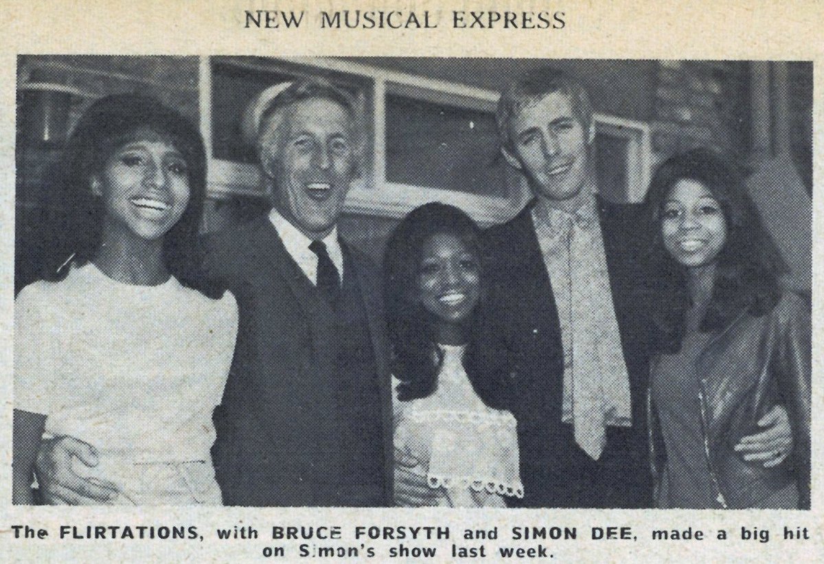 @The_Flirtations Good afternoon ladies . . . I collect vintage music press and found this small photo in NME, dated 3rd August 1968. #bruceforsyth #simondee #nme #theflirtations