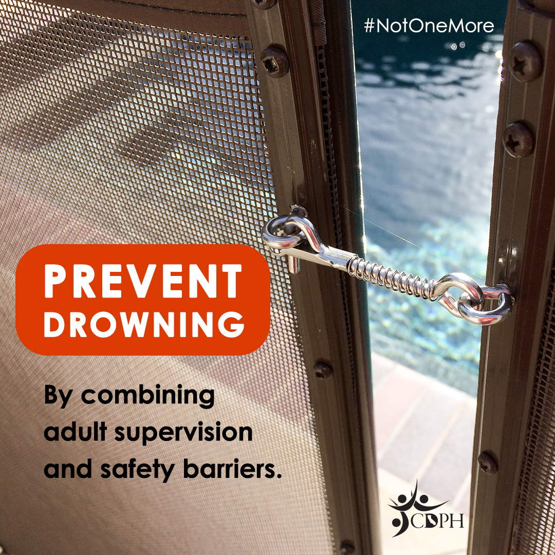 Prevent drowning by combining adult supervision and safely barriers. Children one to four years old are at the greatest risk for drowning. Protect your child(ren) by adding safety barriers to your home. #NotOneMore