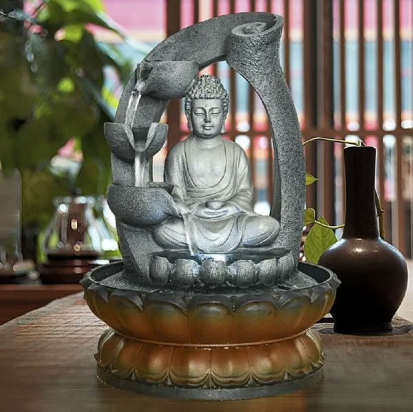 11inches Buddha Fountain Fengshui Indoor Tabletop Decorative Waterfall Kit with Submersible Pump for Office and Home Decor shoplentee.com/s/QhqZvCDMVFbj… purchase for 42.90
