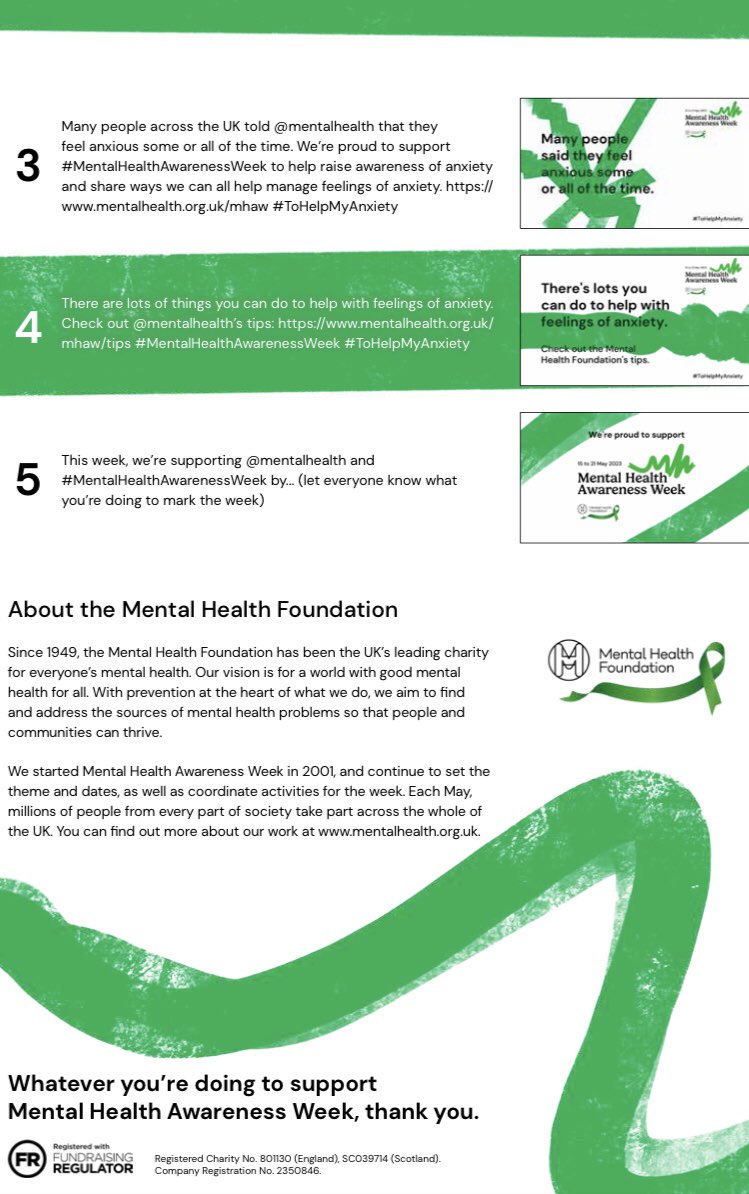 Good afternoon, as you are aware next week is MHAW. Here is a guide to help you navigate the social media world.