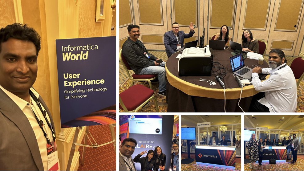 ranzeeth's tweet photo. "Just wrapped up an amazing week at #InformaticaWorld23 in Vegas! UX team set up #UXBooth and 2 #UXLabs for testing. 12 #Designers collaborated on feedback collection. We met #users eager to shape new #innovations and launched @Informatica #CLAIREgpt and #ClaireCoPilot. #UX #AI https://t.co/gHcnXy2jsL